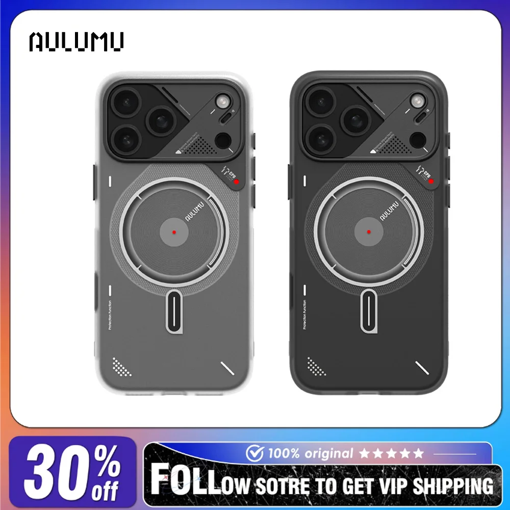 

Охлаждающий чехол для телефона Aulumu A17 с держателем MagSafe, персонализированный магнитный чехол для телефона с защитой от падения, все включено для IPhone 17 Pro Max