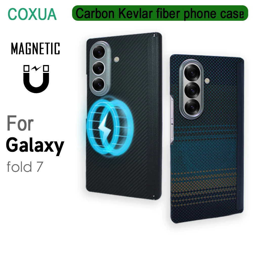 

Magnetic Aramid Case For Samsung Galaxy Z Fold 7 Carbon Fiber Magsafe Case Magnetic Shell Cover Camera Lens Protection
