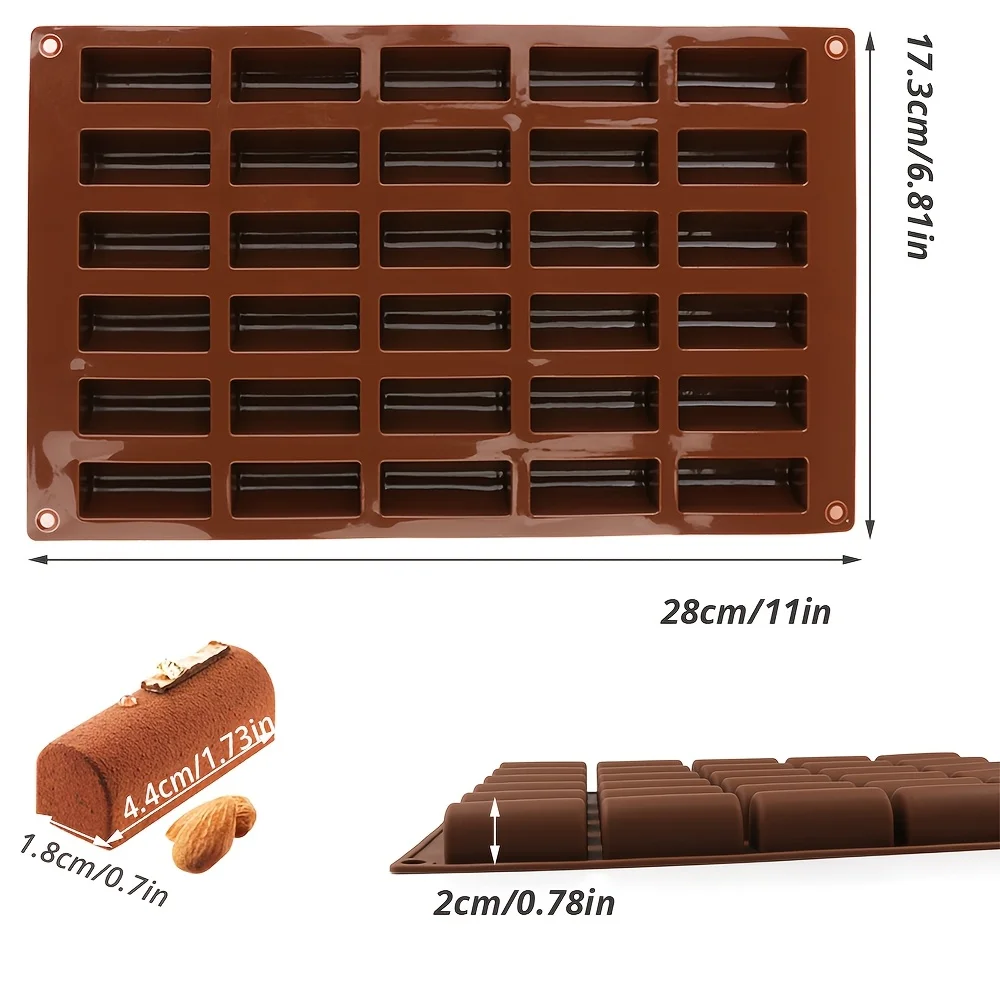 1 Piece 30-Cavity Non-Stick Silicone Granola Bar Mold, Suitable for Chocolate Truffles, Bread, Brownies, Cornbread, Cheesecake, Pudding, Butter, Nougat, and Ice Cube Trays