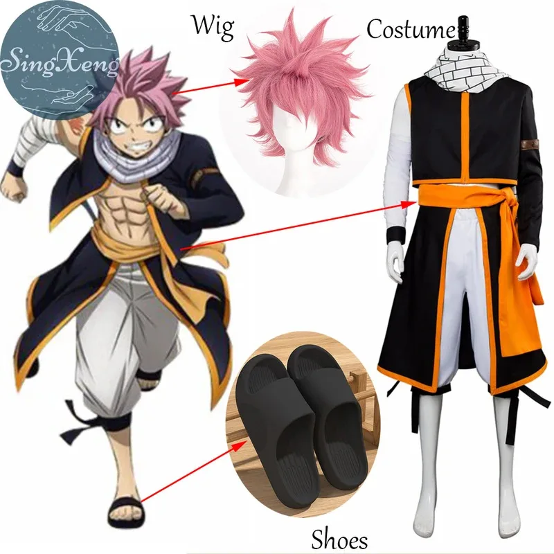 Qq34SingXeng Anime Etherious Natsu Dragneel Kostum Cosplay Syal Setelan Seragam Halloween Sesuai Pesanan