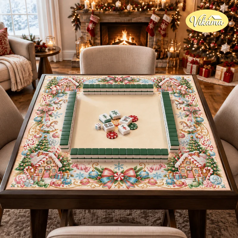 ChristmasGingerbread House Mahjong MatNon Slip FoldableFamily Game NightHoliday Home DecorChristmas Home Decor