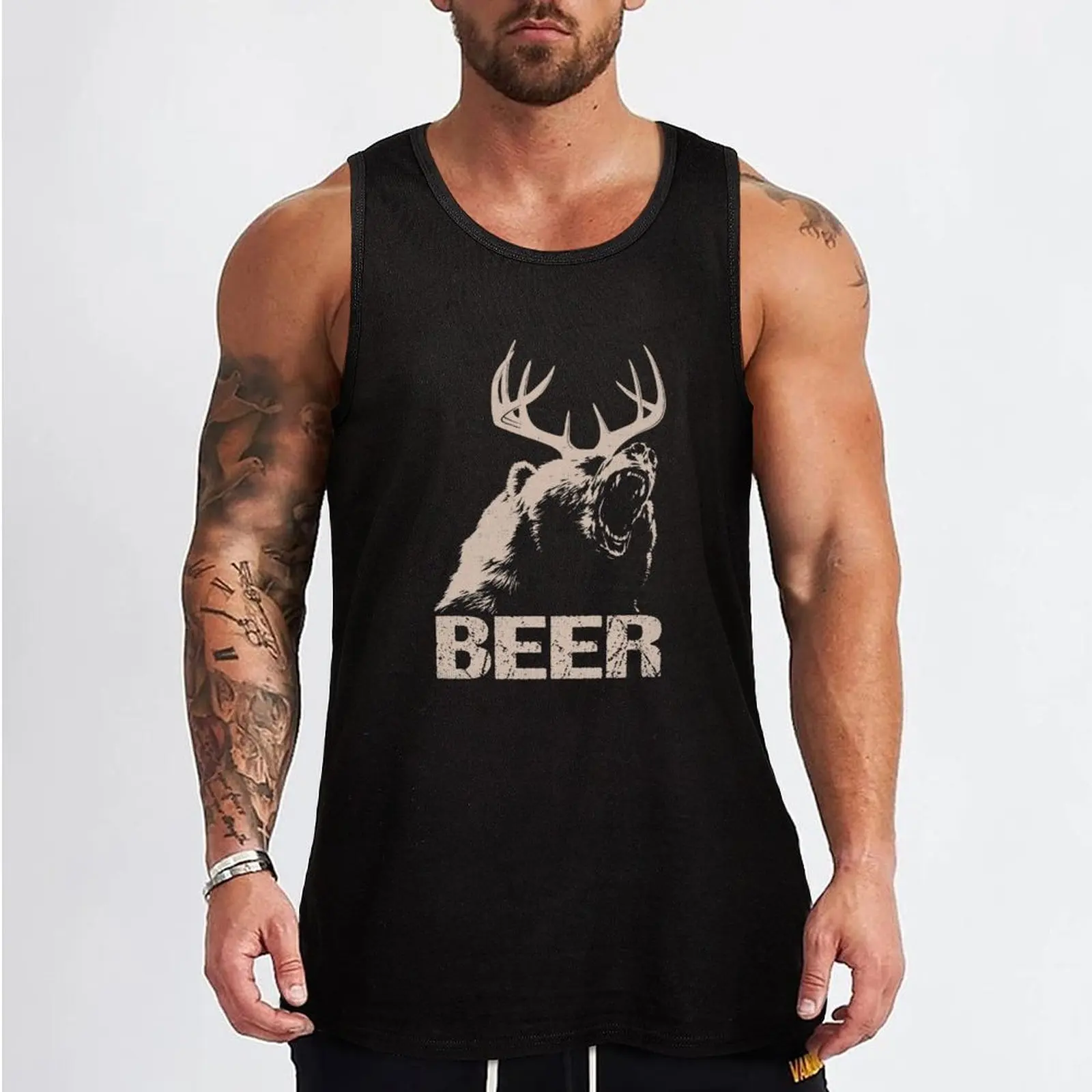 Beer Deer Bear Tank Top singlet for men sexy clothes men gym clothes man fitness running shirt underwear