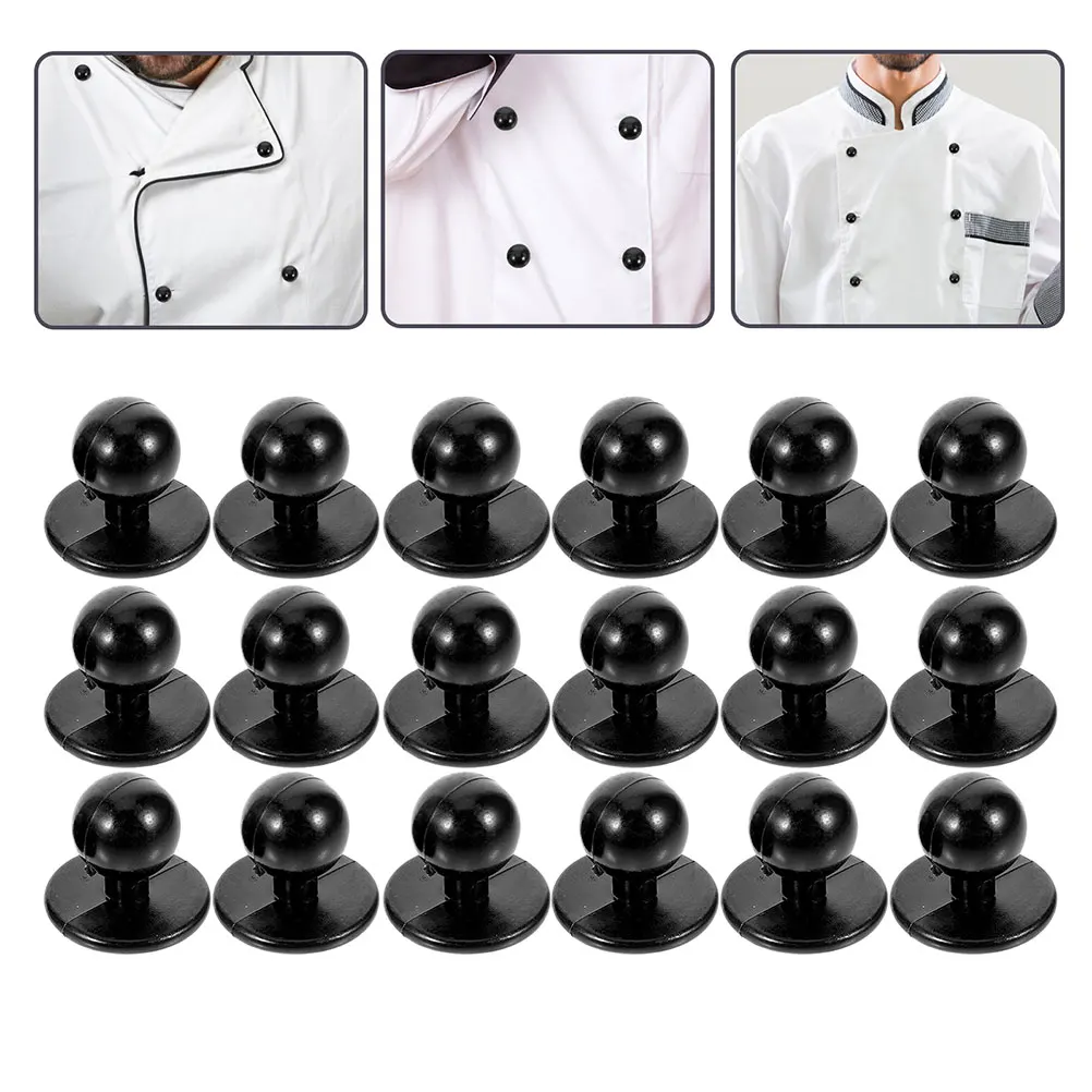 50 Pcs Buttons Chef Uniform Round Sewing Coat Work Clothes Replacement Black Small
