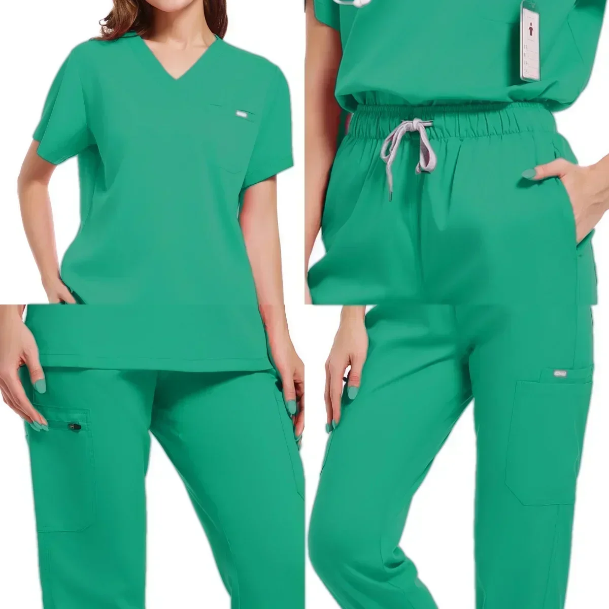 Traje de Jogger multicolor para enfermera, conjunto de ropa médica clínica, uniformes de enfermería, Tops de manga corta con cuello en V, pantalones