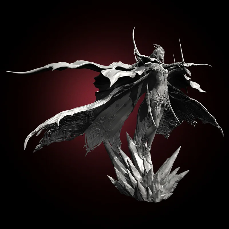 Figurine en résine reine de montagne argentée, 50mm 75mm 90mm, Micro Miniature Gk, modèle blanc imprimé en 3d, jouet non assemblé et non peint