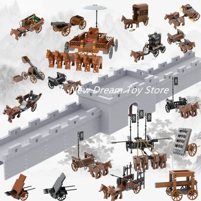 

Medieval MOC Ancient China Chariot Carriage Large City Wall Soldier Battle Scene Building Blocks Assembly Set Kids Toys Gift