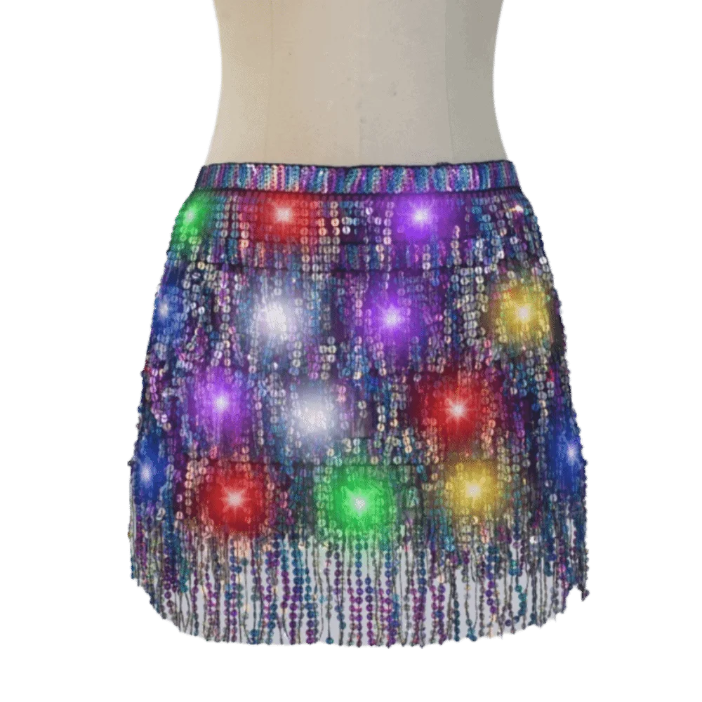 

Belt Wrap Belly Dance Hip Scarf Star Fringe Lace-up Light Up Hip Scarf Night Club Shiny Belly Dance Costumes Accessories