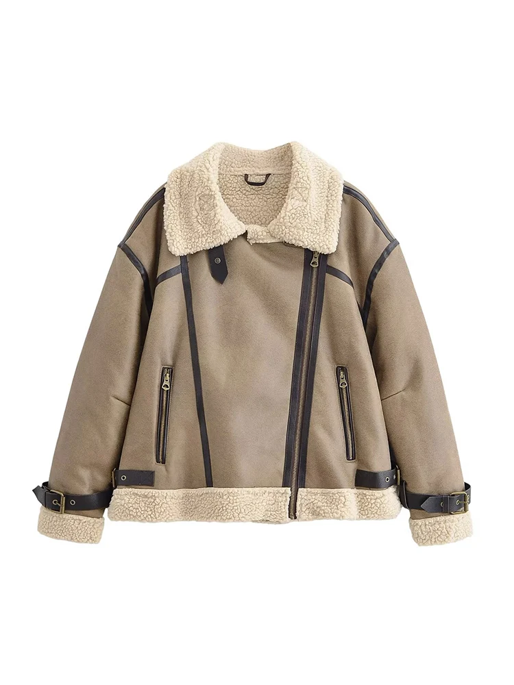 

European-style new arrival women's fashion versatile and elegant double-sided jacket with strap detail at the hem.