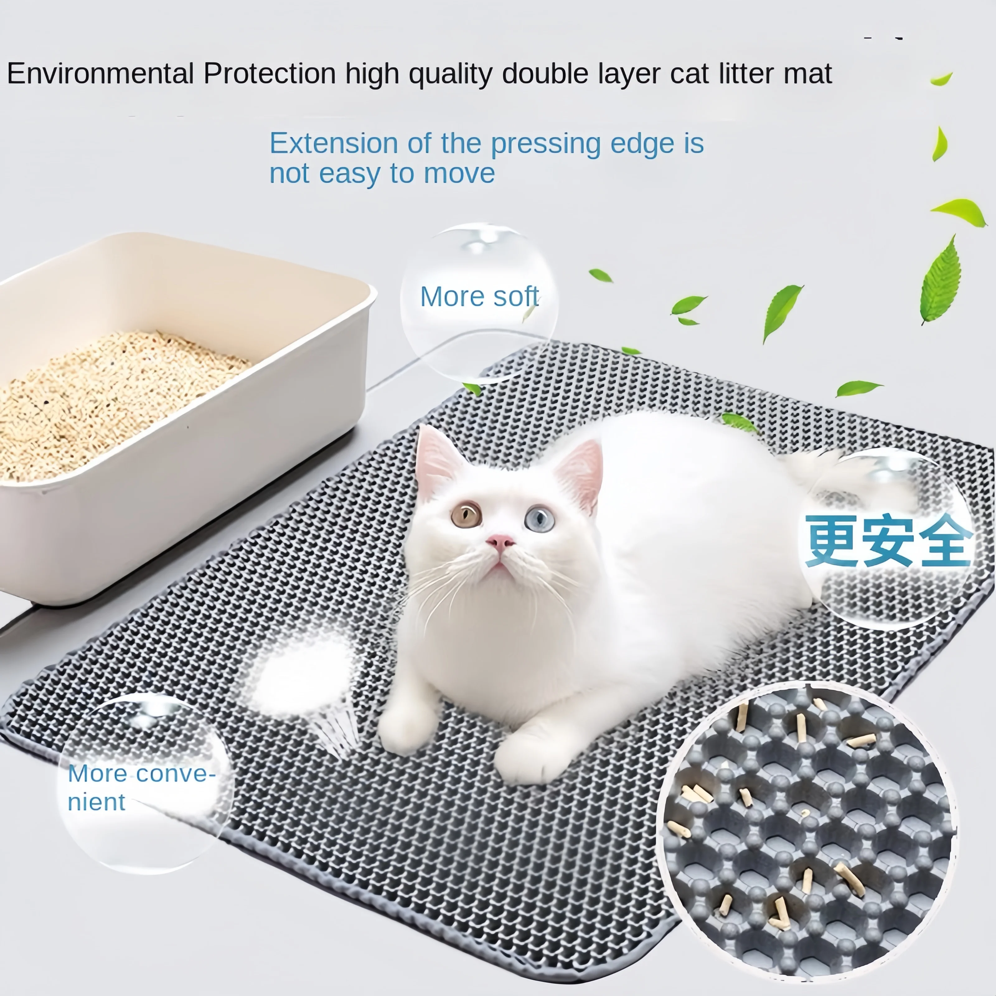 Large Double Cat Litter Mat Double Layer Waterproof Urine Proof Trapping Mat Easy to Clean Non-Slip Toilet Pad Cat Scratch Pad