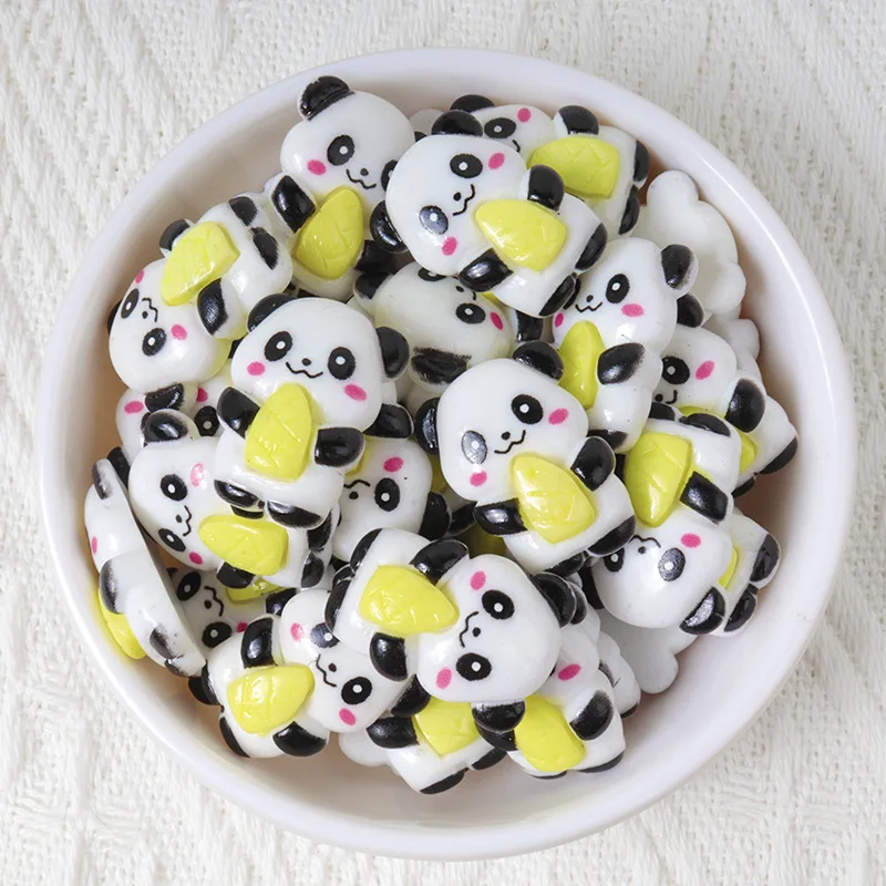 10pcs Chinese Wind Bright Face Bamboo Panda Series Resin Accessories DIY Phone Case Hairpin Handmade Materials Scrapbook Pendant