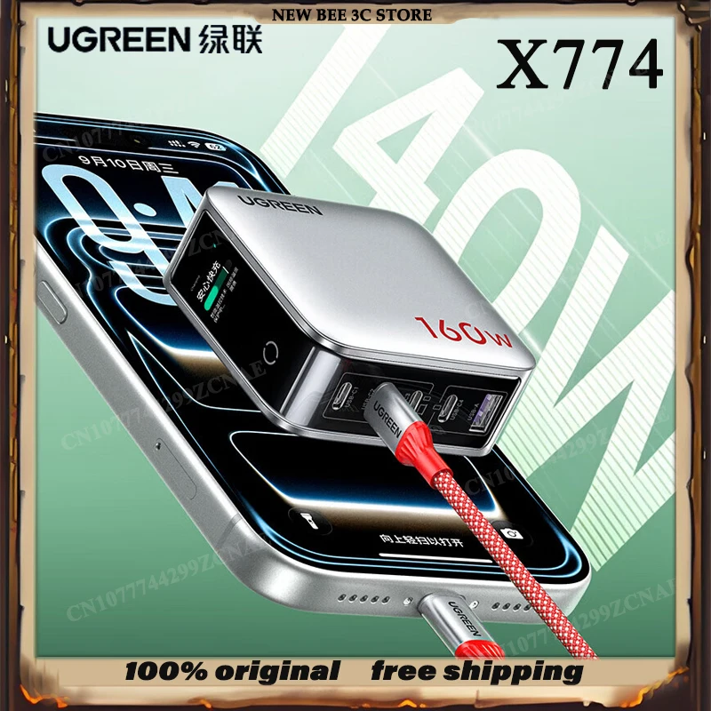 

Sales Ugreen X774 160W Gan Fast Charger Multi Port Digital Display Pd Charger For Iphone Android Laptop Smart Phone Home Travel