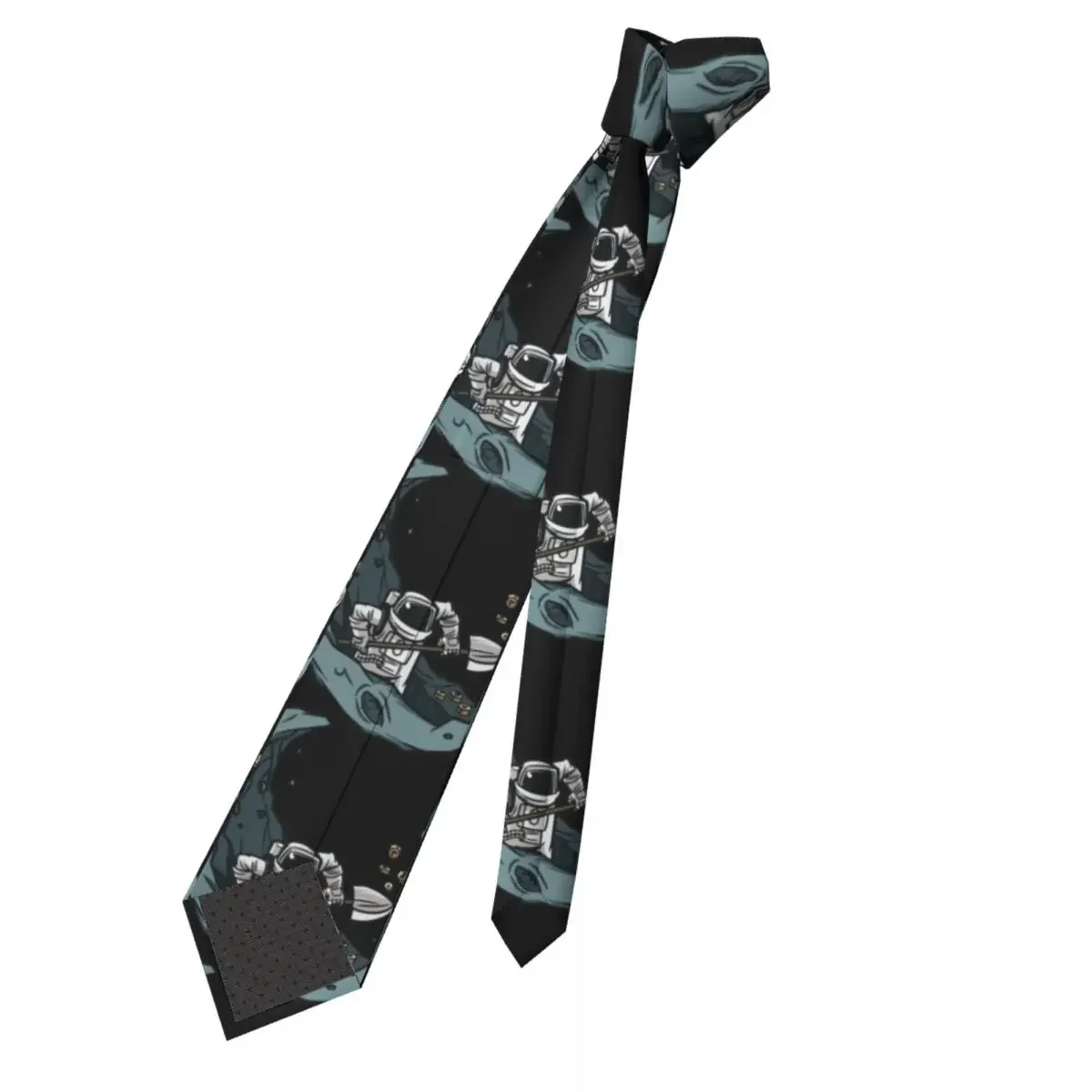 Astronaut Crypto Bitcoin Crypto Moon Necktie Men Skinny Polyester 8 cm Wide Neck Tie for Mens Accessories Cravat Office