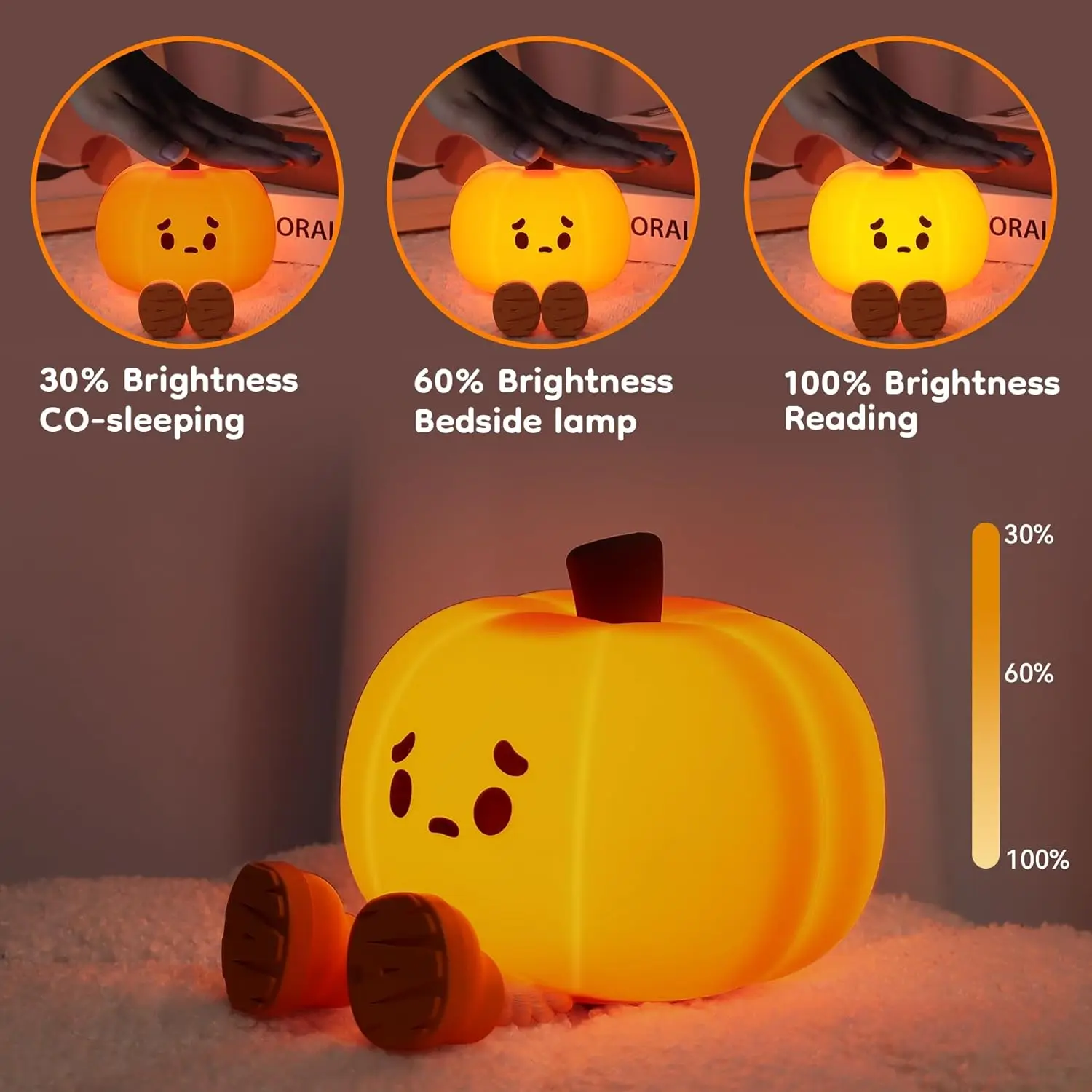 Pumpkin Silicone Night Light Kid Sleep Bedside Lamp Cute Children Gift Bedroom Soft LightingEye Protection Light Home Decoration