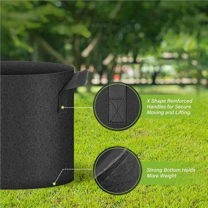 A96K-Plant Grow Bags 5 Gallon Tomato Planter Pots 12-Pack With Handles,Non Woven Fabric Gardening Planter For Vegetable A