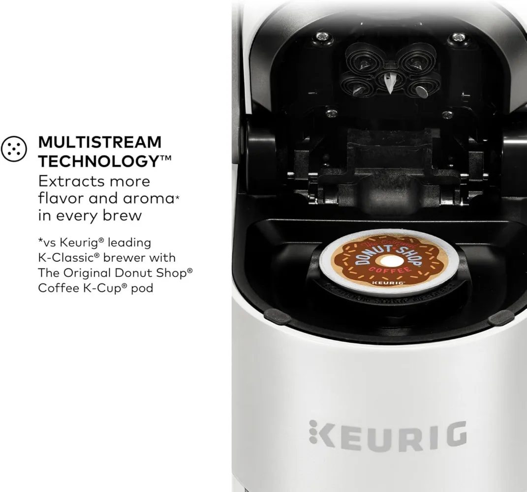 Single Serve K-Cup Pod Coffee Maker, MultiStream Technology, 4 Brew Sizes, 66oz Dual-Position Removable Reservoir, White