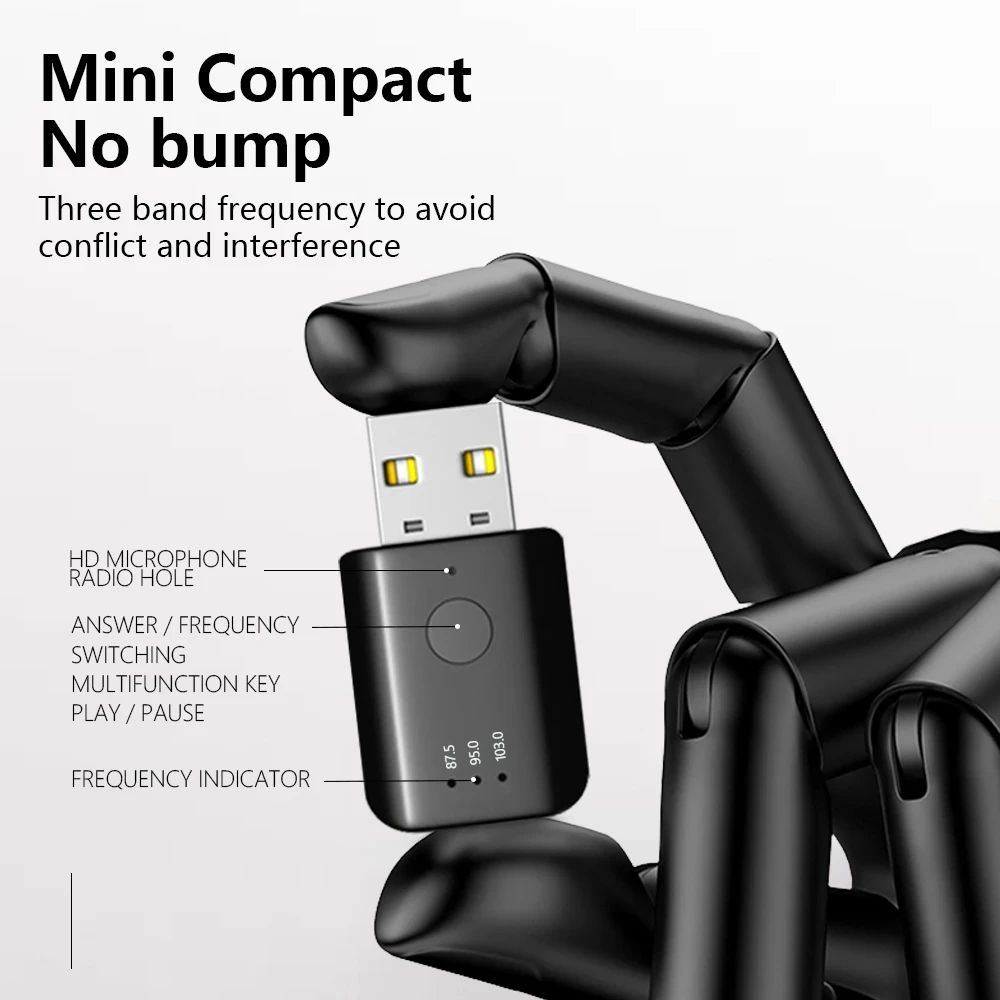 Mini USB Car Bluetooth 5.1 Fm Transmitter Receiver Handsfree Call Wireless Auto Audio Usb Receiver For Car Fm Radio Car Kit