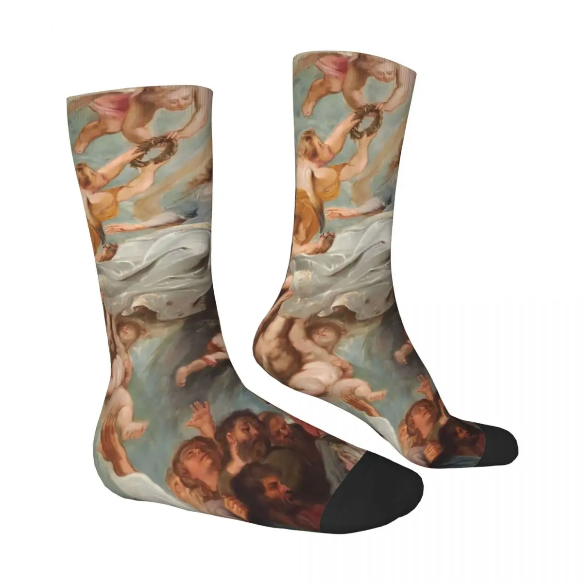 Oil Painting Rubens Socks The Assumption of the Virgin Stockings Autumn Anti Sweat Women Men Socks Quality Graphic Cycling Socks