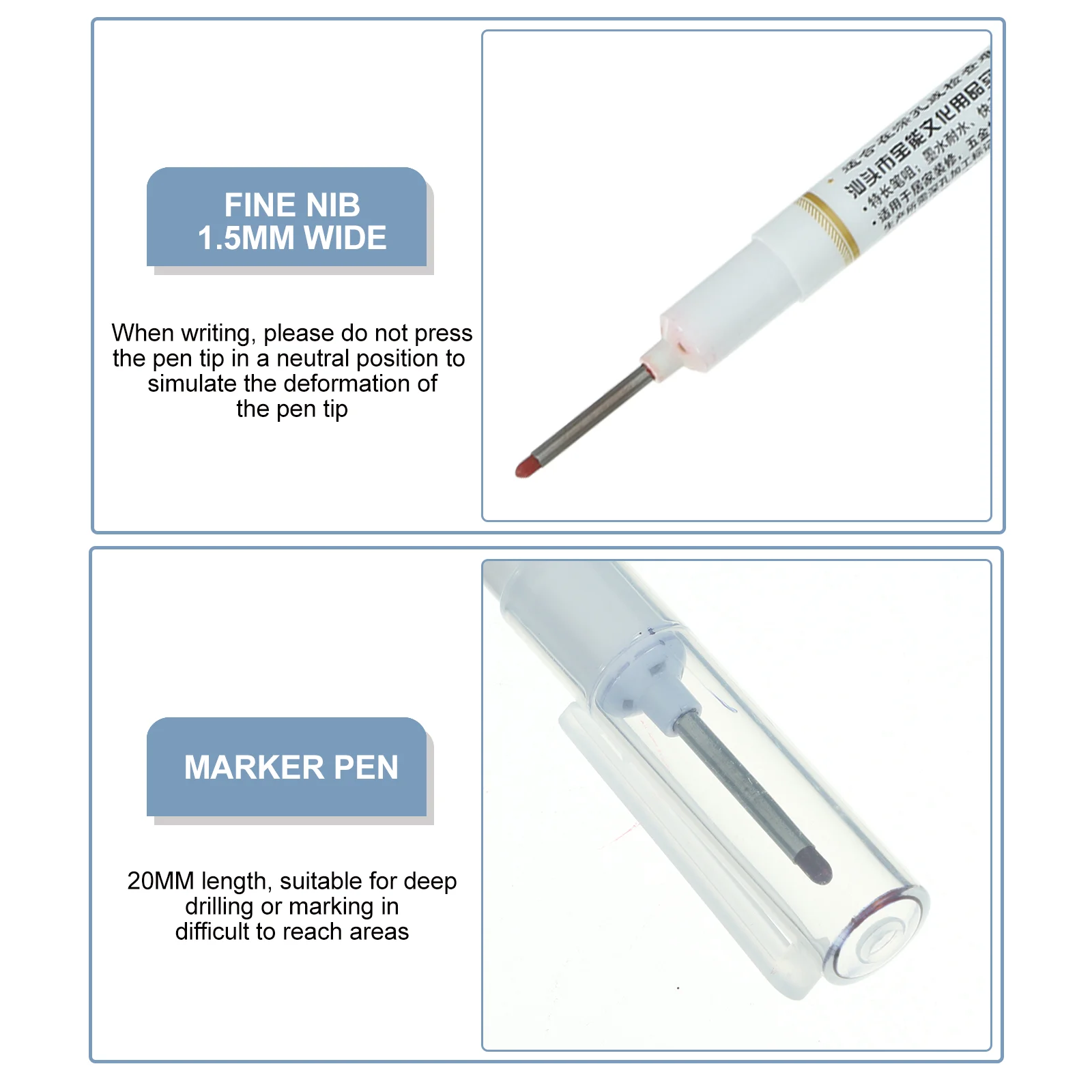 건설 펜 목수 도구, 빠른 건조 전용 마킹 펜 마커, 플라스틱 페인트, 깊은 구멍, 8 개