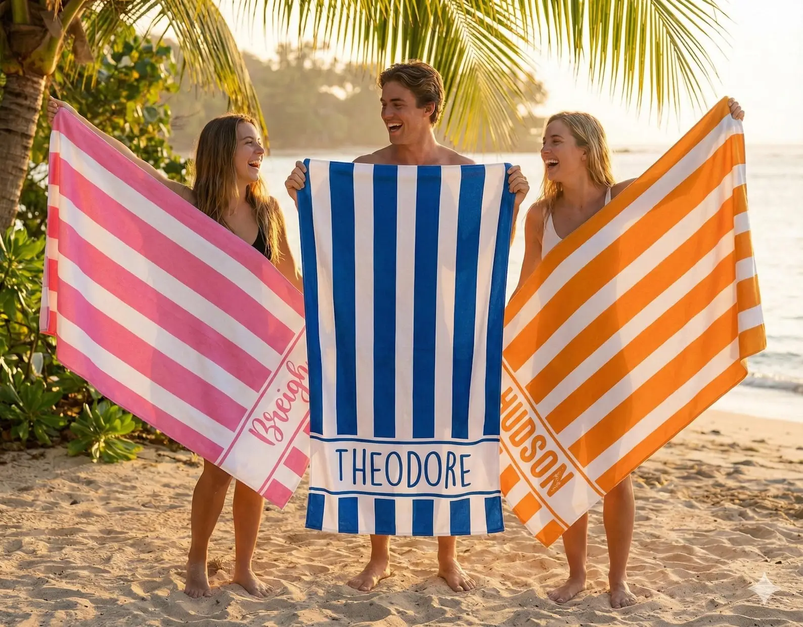 Personalized Stripe Beach Towel: Custom Name, Vacation Gift