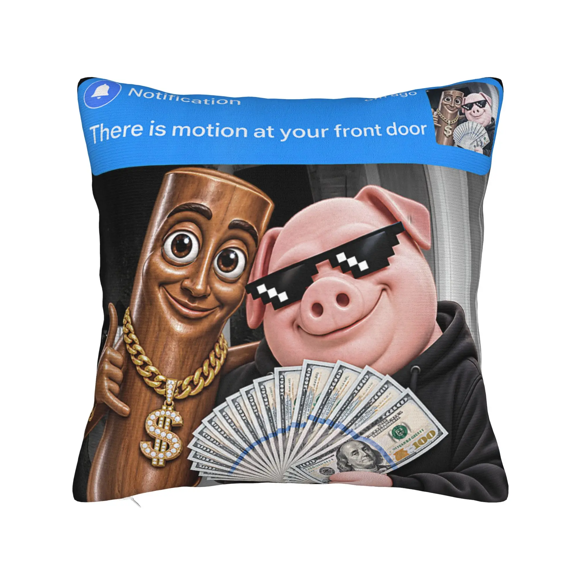 Pillow Cover There's A Motion At Front Door Tung Tung John Pork Meme  Morden Pillow Case For Sofa Bedroom Home Decor Pillowcases