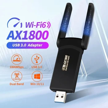 1800Mbps WiFi 6 USB adaptateur USB 3.0 carte réseau double bande 2.4G/5Ghz sans fil Lan carte WiFi antenne récepteur pour ordinateur portable