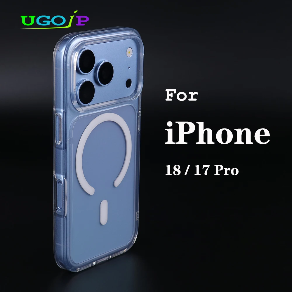UGOjP MagSafe Clear Case For iPhone 18 Pro 17 Pro Magnetic Transparent PC Back TPU Frame Shockproof Protective Phone Cover