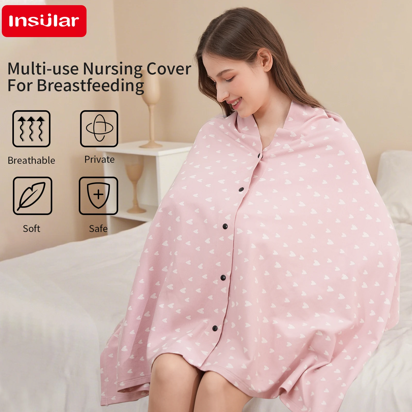 Breathable Windproof Cotton Baby Stroller Blanket, Adjustable Multi-use Nursing Cover Breastfeeding Apron Shawl for Outdoor