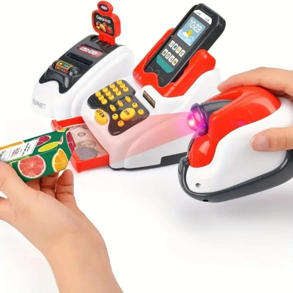 Fantasiespel Smart Kassa Speelgoed 33 Stuks Met Afrekenen Scanner Fruit Kaartlezer Creditcard Machine Geld Voedsel Winkelen set
