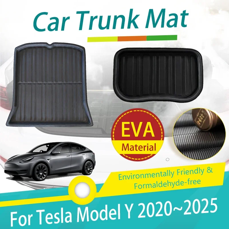 Fit For Tesla Model Y 2020~2025 1 Piece Car Rear Trunk Mats Waterproof Cargo Pad Boot Carpet Suitcase Rug Cover Auto Accessories