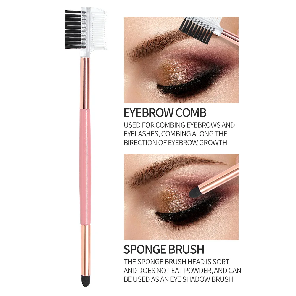 2pc Professional Double Sided Double Eyebrow Brush Eyebrow Enhancer Angled Eyebrow Brush Multifunctional Comb Beauty Makeup Tool