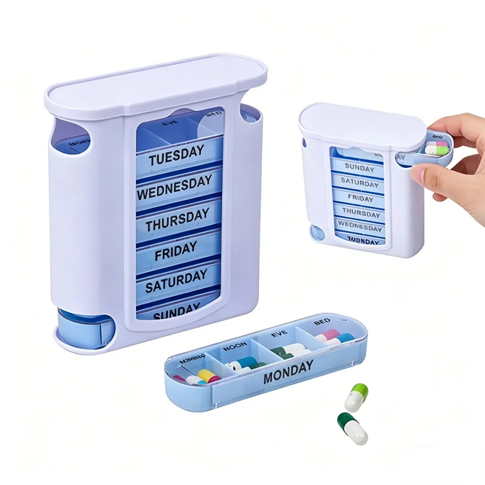 

New Hot Premuim Portable Large Weekly 7 Day 28 Grids Pill Box Cases Organizer Storage for Medicine Vitamin Supplements Fish Oils