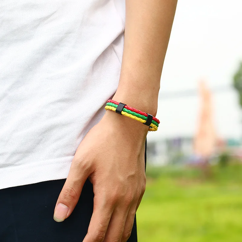 brazil bracelet Russia Spain France Brazil Flag Leather Team Bracelet Men High Quality Football Fans Couples Gift Jewelry