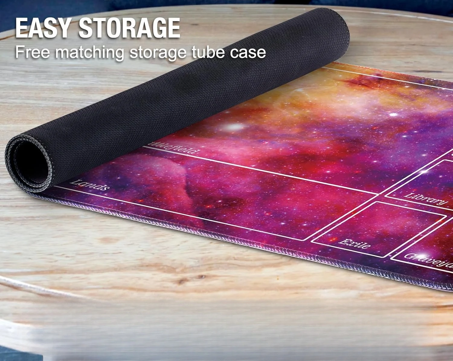 สำหรับแผ่นรองเล่น, แผ่นรองเล่นแบบเย็บพร้อมเคสหลอดสำหรับเล่นเกมไพ่ (สีม่วงสตาร์รี่)