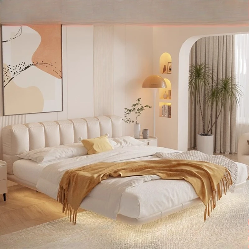 Space Saving Headboards Bed Princess European Loft Sleeping Safe Sun Full Bed Simple Leather Camas De Casal Home Furniture