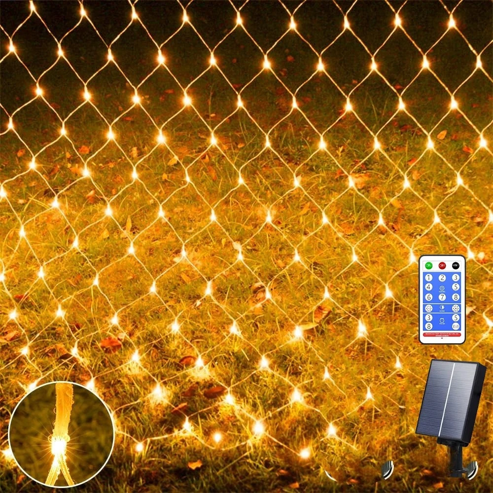 Waterpro-Solar Net Lights com controle remoto, luzes de malha ao ar livre, ligar e desligar automaticamente, 8 modos, 192LED, 9.8ft * 6.6ft, 1 pacote