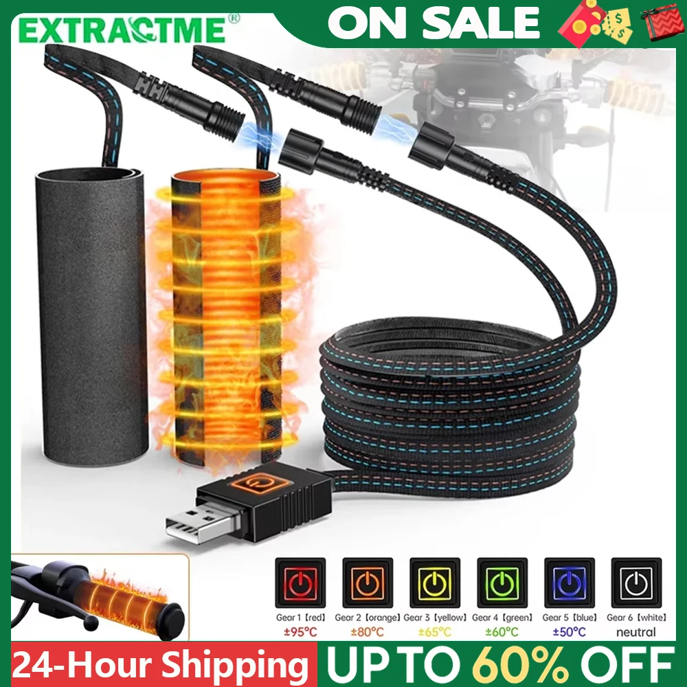 Extractme Motorcycle Heated Handlebars USB Adjustable Insulated Handlebars Electric  Scooter  Bicycle Warming Accessories