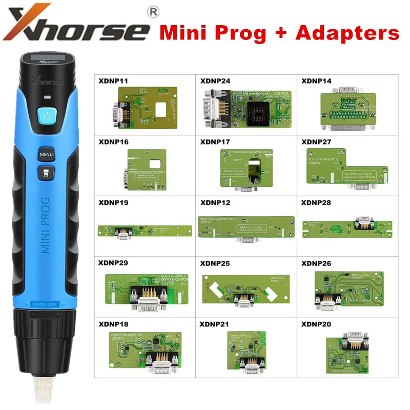 Xhorse Mini Prog Multi-functional Chip Porgrammer and Xhorse Solder-Free Adapters and Cables Full Set XDNPP0CH 16PCS