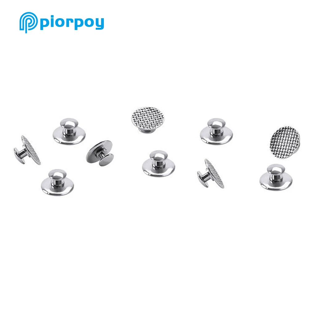 PIORPOY 10 Pcs/Pack Dental Orthodontic Lingual Buttons For Bondable Round Mesh Base Metal Tongue Side Buckle Dentistry Materials