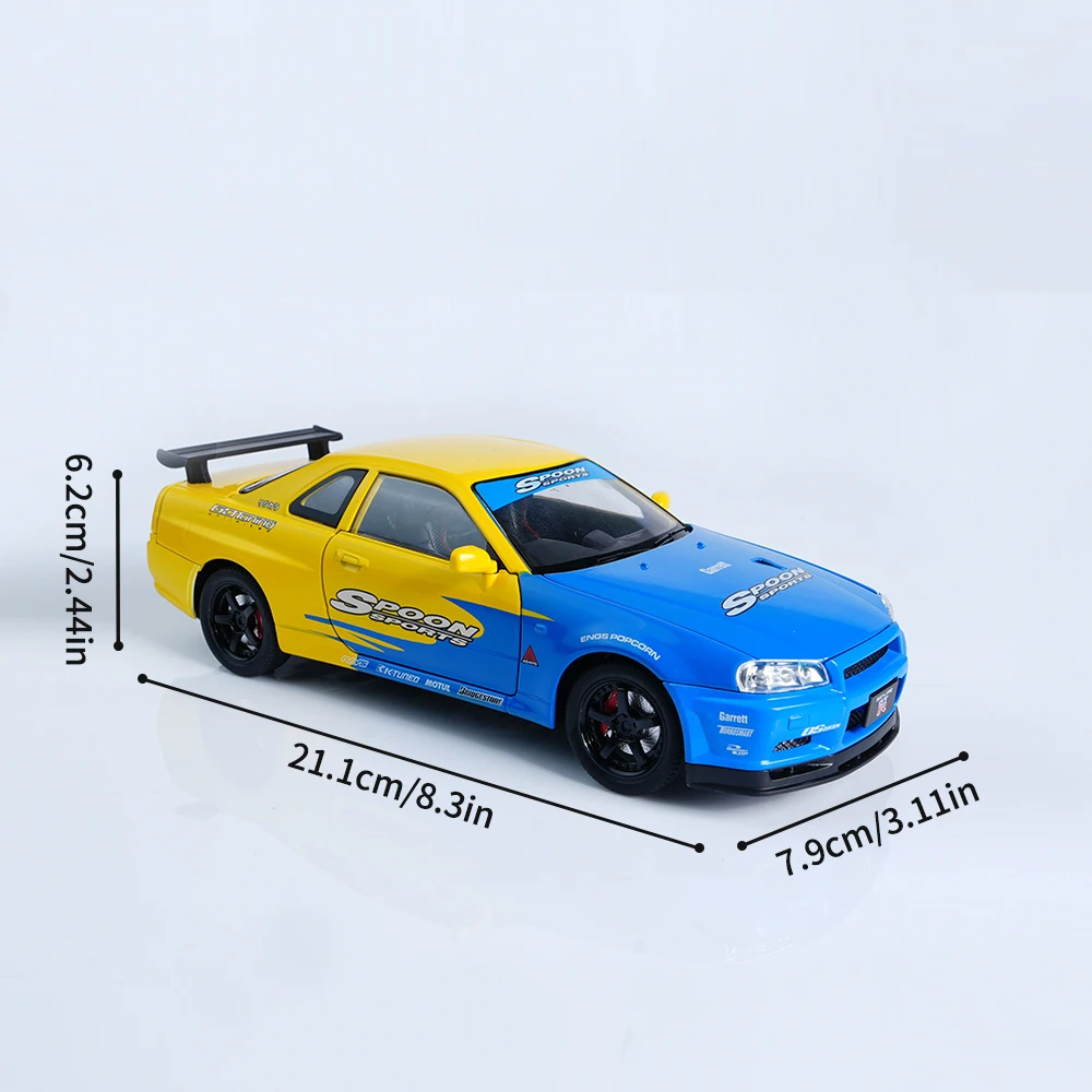 GTR legering gegoten modelauto's, 1/24 terugtrekken speelgoed raceauto Skyline GT-R, verzamelbare auto ornament, favoriete auto speelgoed geschenken voor jongens