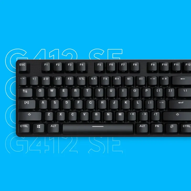 Logitech G412 TKL SE mechanical keyboard with white LED backlight, compatible with Windows and MacOS