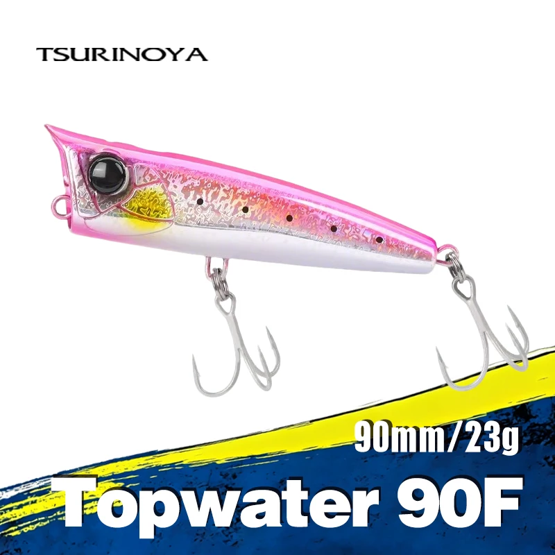 Tsurinoya topwater popper 90f 90mm 23g placa bolha artificial isca de pesca selwtaer alta resistência robalo modelo de isca dura