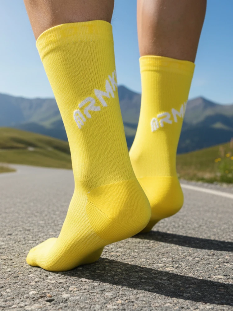AliExpress ARMKIN1 Pair New Men/Women Cycling Socks Bike Compression Road Bike Running Mtb Middle Tube Racing Sport Socks SIZE 36-44