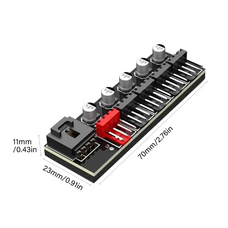 R53C High Efficiency 4Pin Splitter HUBFor Computer Case Fan Supporting Multiple 4Pin Fan High Durability