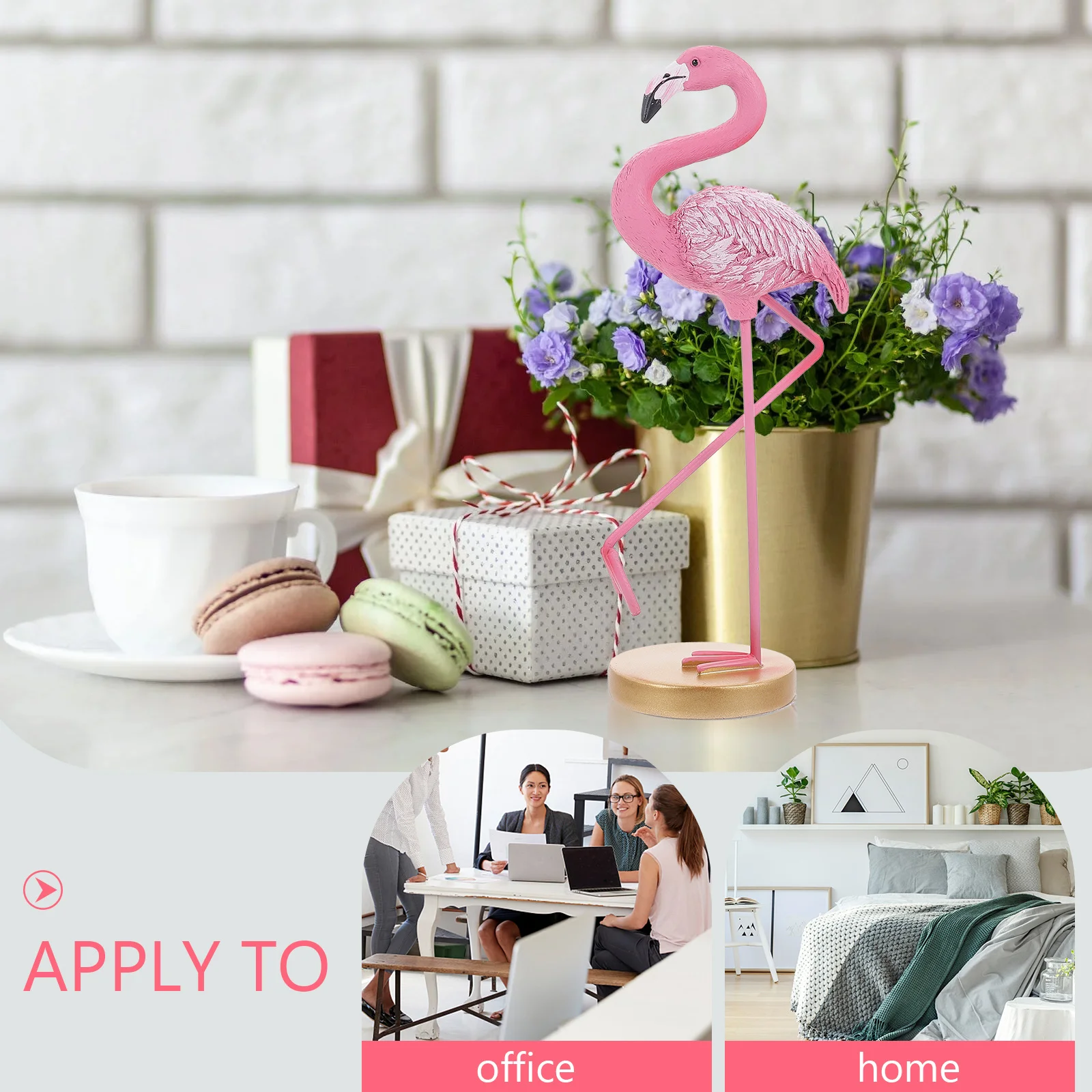 

Resin Flamingo Adornment Bright Color Realistic Stable Desktop Decor for Home Office Garden Photography Prop Elegant Decoration