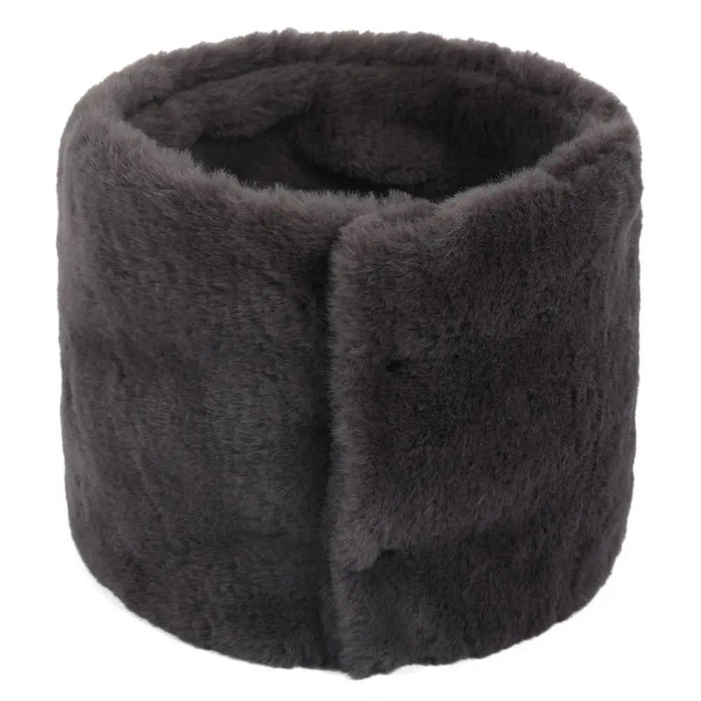 New Women Warm Ring Scarf Winter with Button Fur Headband Collar Bandana Solid Color Faux Rabbit Loop Scarf