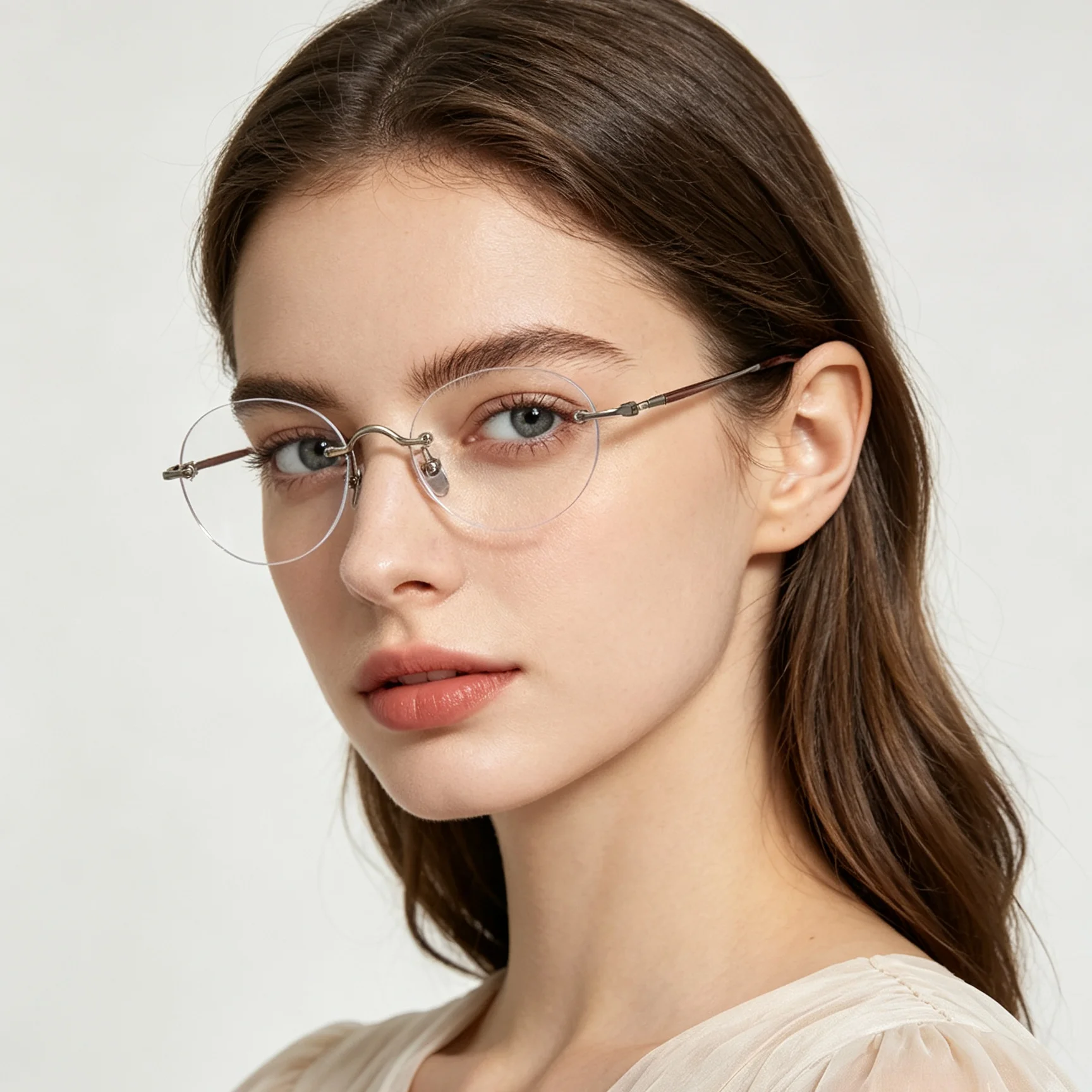Pure Titanium Rimless Glasses Nerd Ultralight Eyeglass Frame Prescription Myopia Degree Recipe MR-8 Super Tough Clear Lenses