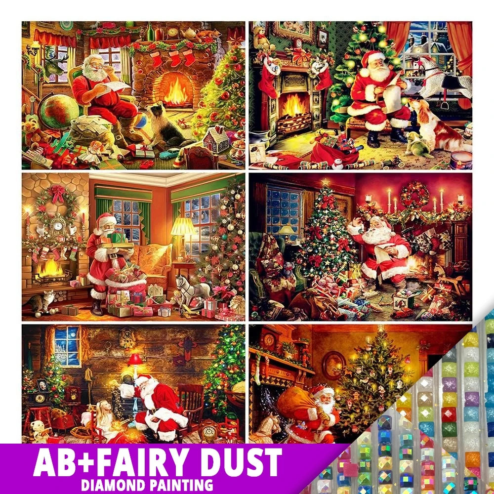 AB Fairy Dust fai da te 5d pittura diamante pieno ricamo trapano albero di natale babbo natale mosaico mobili Decor Hobby fatto a mano