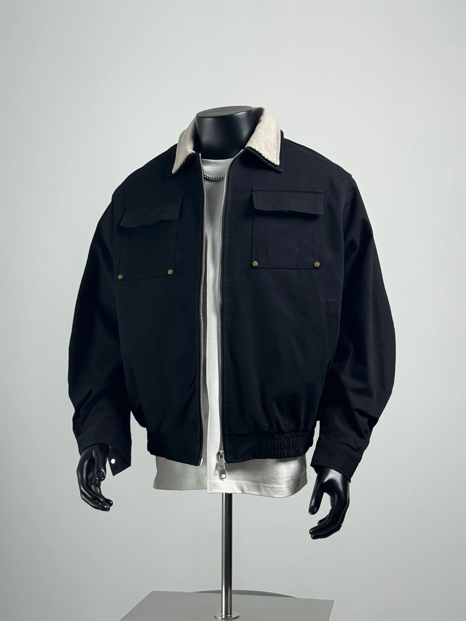 

Осень 2023, мужская повседневная хлопковая рабочая одежда с джатовым воротником, свободная верхняя одежда, цветная блузка, топ в стиле ретро, модный длинный све irt