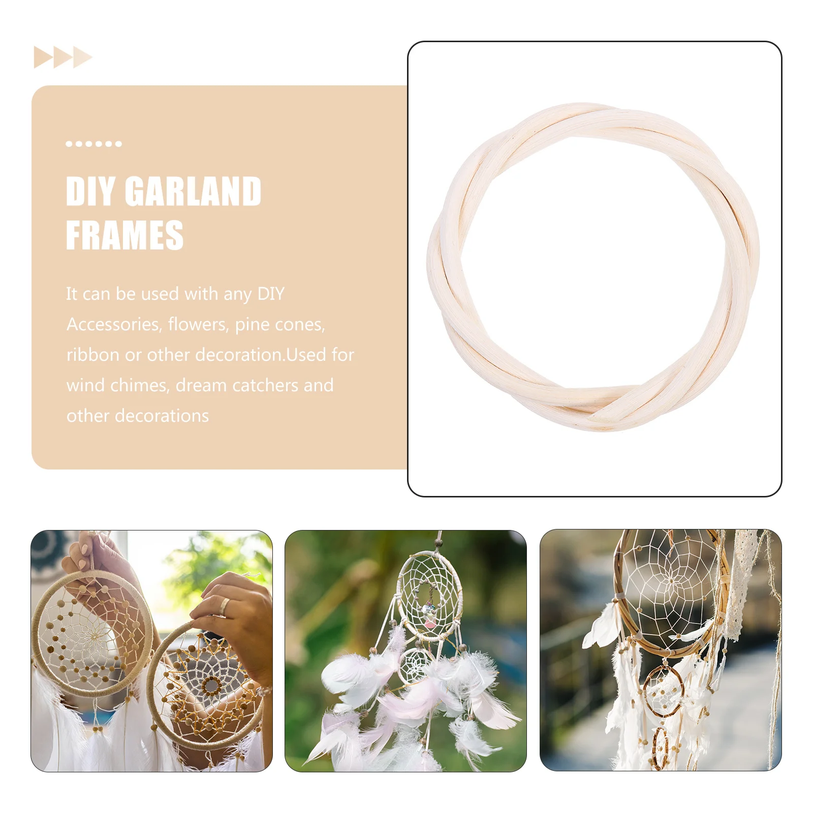 

6Pcs DIY Garland Rings Rattan Wreath Circles Rustic Decoration Front Door Hoop Craft DIY Wreath Circle