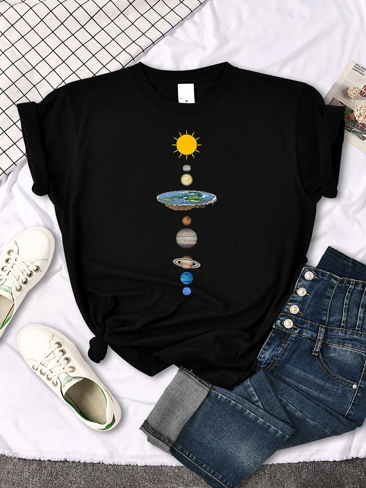 The Eight Planets Of The Solar System Print Famale T Shirt Casual New Tshirt Oversized Soft Top Fashion Style Women's Tshirt